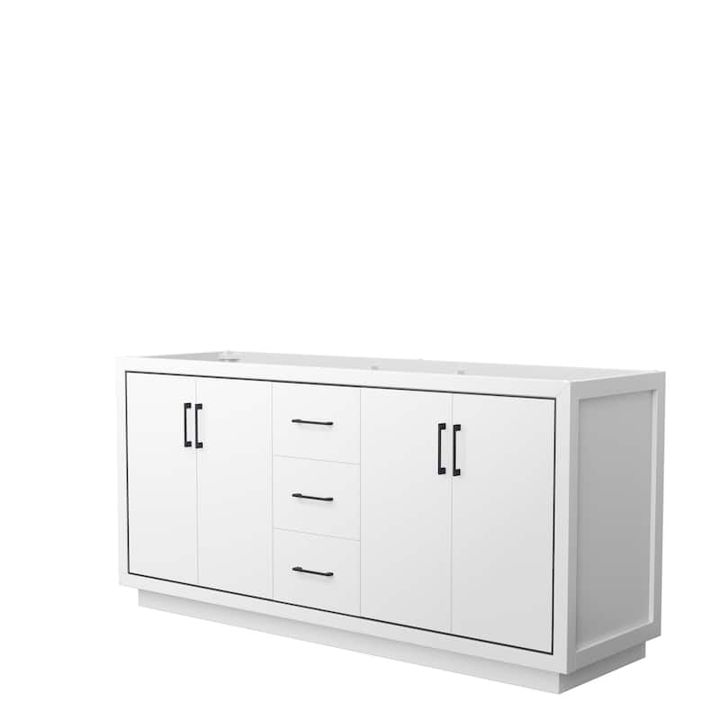 Icon Double Bathroom Vanity Cabinet, No Mirror - 72-Inch Double - White, Matte Black Trim, No Top