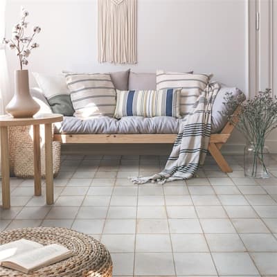 Merola Tile Kings Root Distressed White 17-5/8" x 17-5/8" Ceramic Floor and Wall Tile
