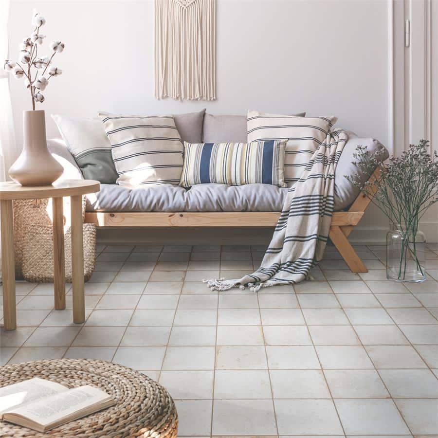 Merola Tile Kings Root Distressed White 17-5/8" x 17-5/8" Ceramic Floor and Wall Tile