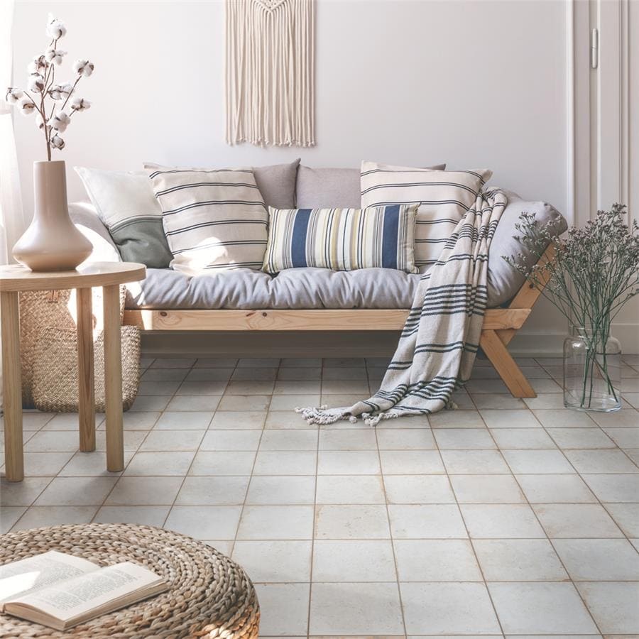 Merola Tile Kings Root Distressed White 17-5/8" x 17-5/8" Ceramic Floor and Wall Tile