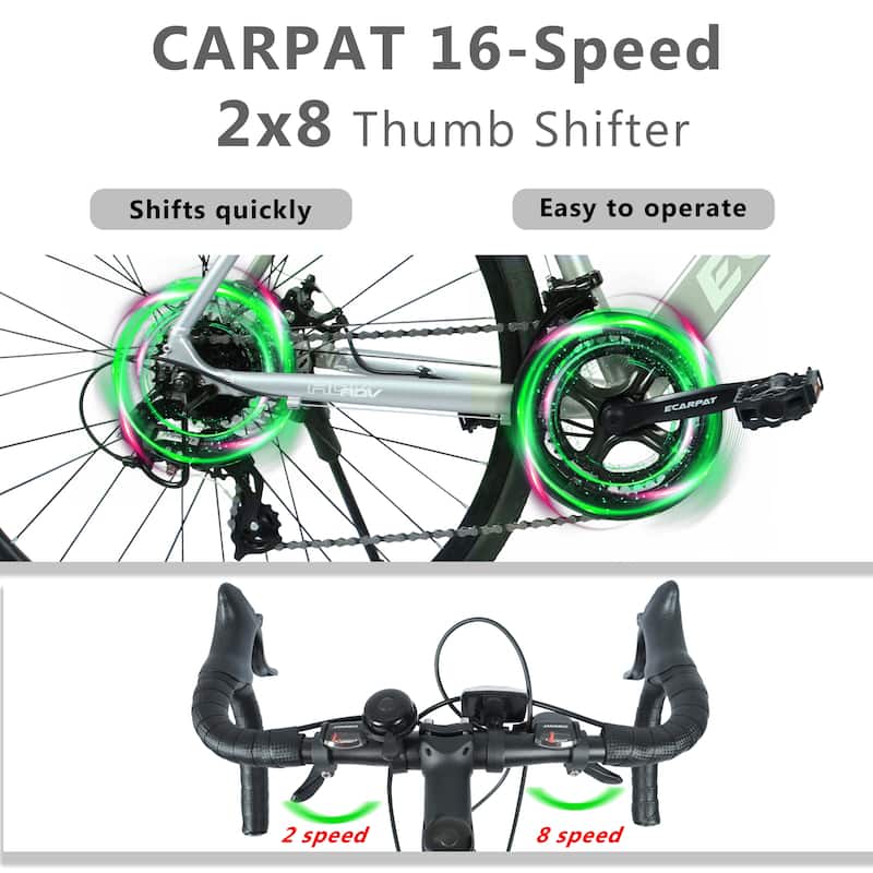 28" Road Bike, Lightweight Aluminum Frame, Disc Brakes, 16-Speed, Fast Acceleration for Men and Women, for High-Intensity Riding