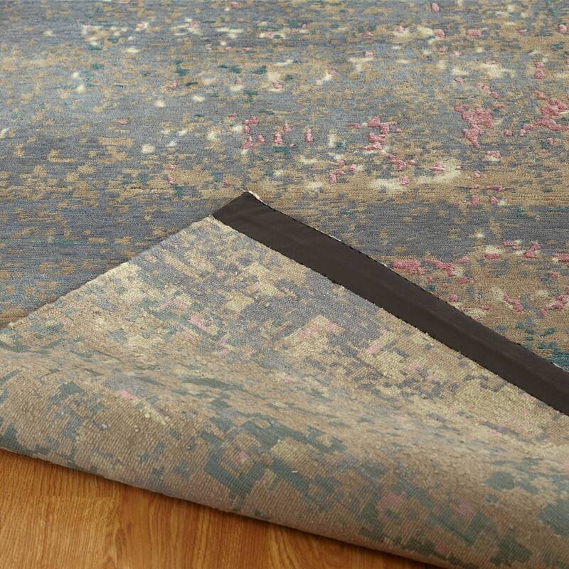 Transitional Multi-Colored Hand-Knotted Wool/Natural Silk Area Rug