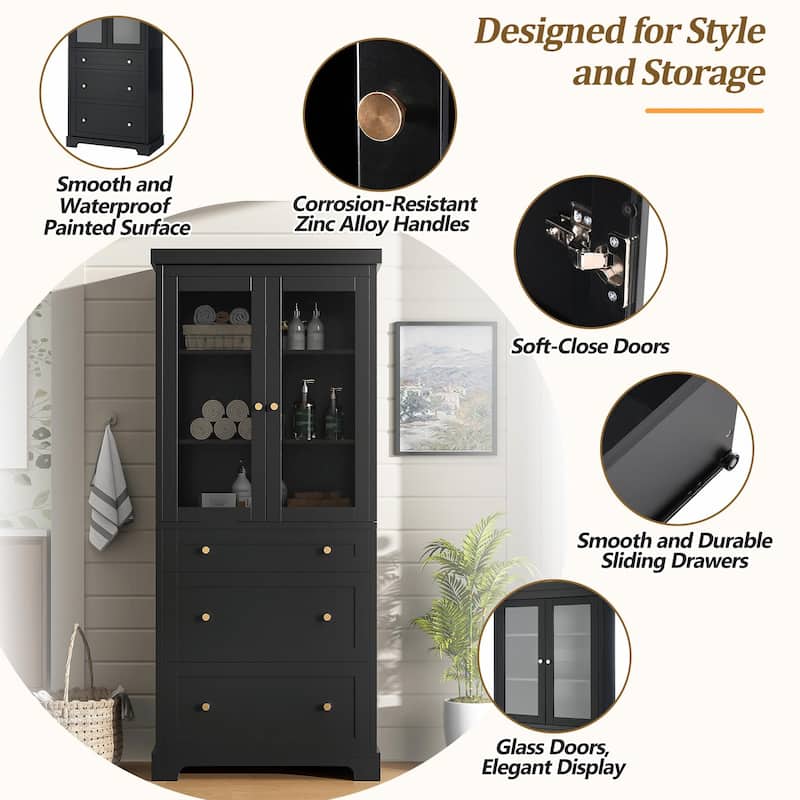 70.1" Modern High Freestanding Tall Bathroom Cabinet
