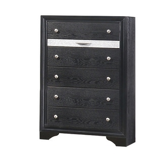 51 Inch 5 Drawer Contemporary Chest with Jewelry Tray, Black - Bed Bath ...