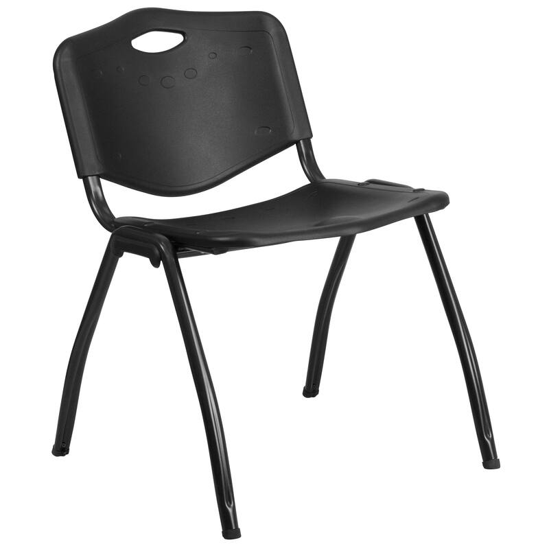 880 lb. Capacity Industrial Plastic Stack Chair with Carrying Handle - Black