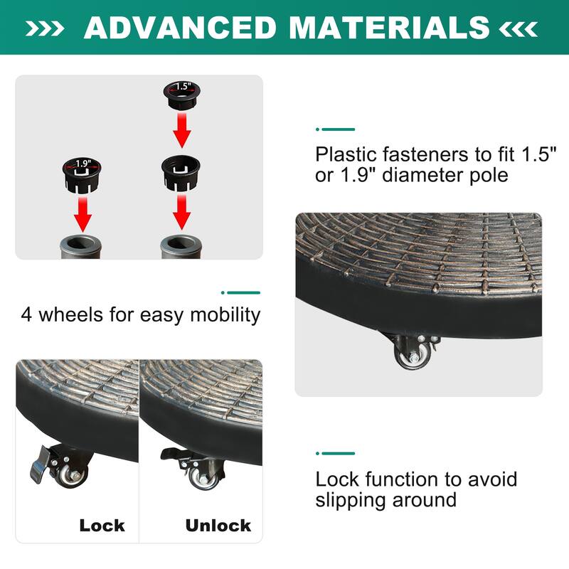 Free Standing Round Patio Umbrella Base with Wheels