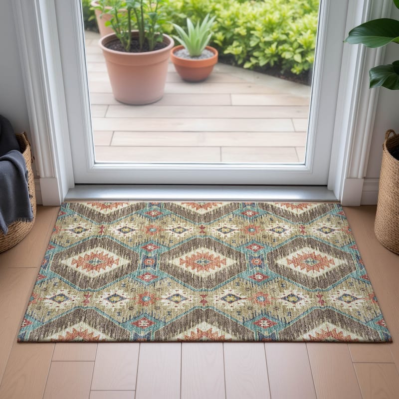 Machine Washable Indoor/Outdoor Southwest Global Chantille Rug