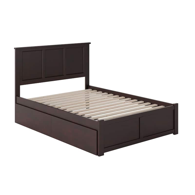 Madison Full Platform Bed with 2 Drawers in Espresso