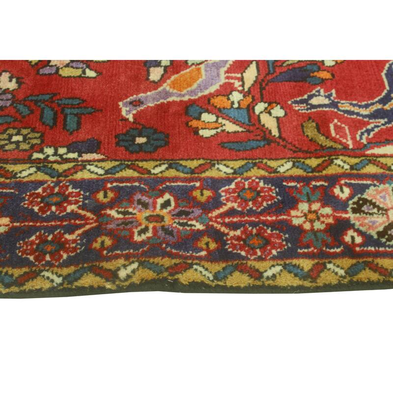 Fine Vintage Distressed Ajar Red/Navy Runner - 3'5" x 8'9"