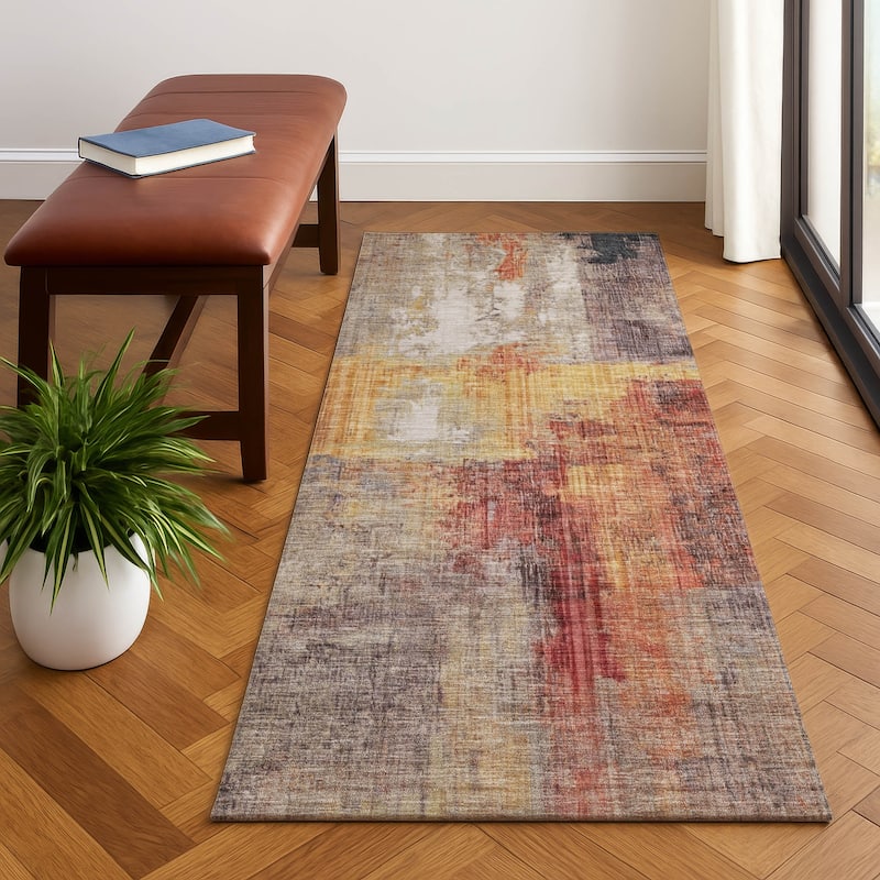Premium Washable Super Soft Abstract Glam Mayfield Rug - Taupe - 2'3" x 7'6"