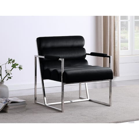 Best Master Furniture Irving Velvet Upholstered Accent Chair - Silver