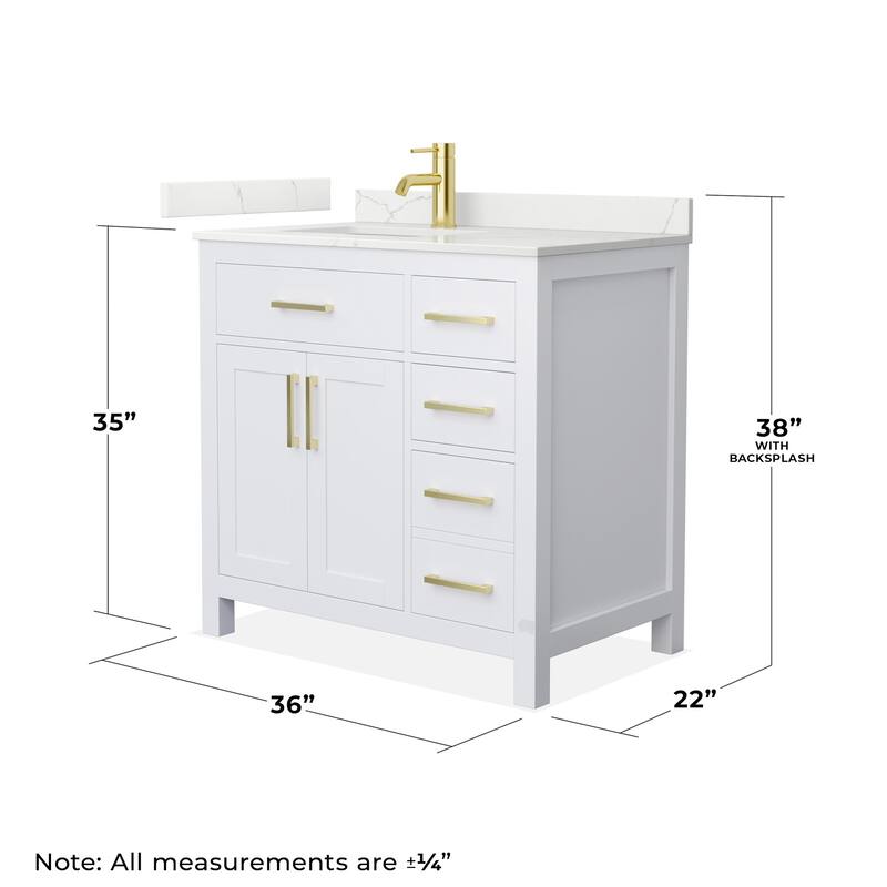 Wyndham Collection WCG2424-36S-QTZ-UNSMXX Beckett 36" Free Standing