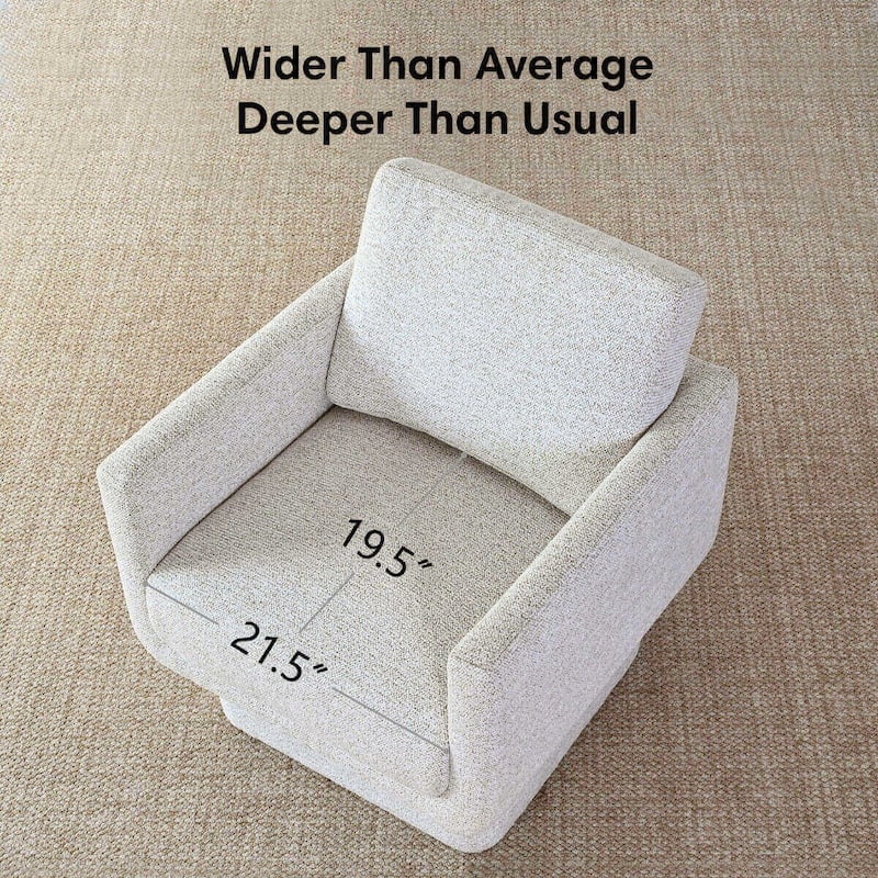 Beige Upholstered Swivel Barrel Accent Chair(Set of 2)