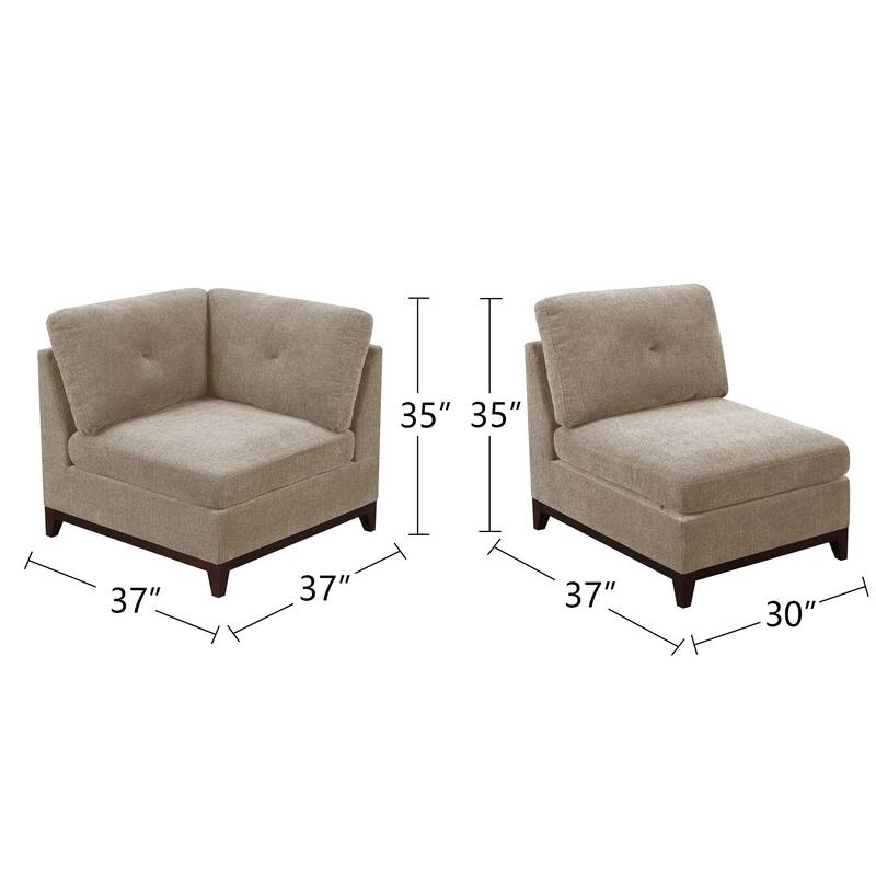 7 Piece Chenille Fabric Modular Sofa Set