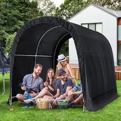 EROMMY 8 x 8 FT Heavy Duty Storage Tent, Outdoor Tool Shed, Carport, Portable Garage for Patio, Garden, Black - 8*8*6.8 FT
