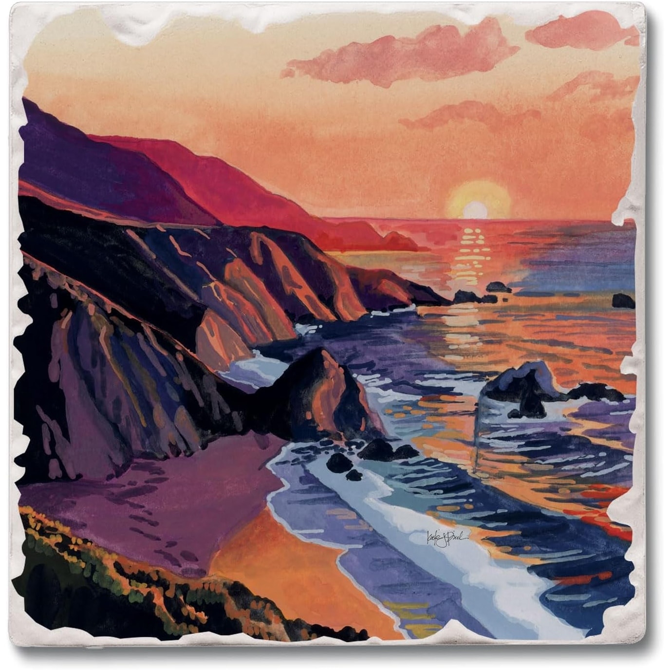 Thirstystone Sunset Dunes 4 Pack Tumbled Tile Coaster Manufactured in The USA Create Your Own Collection