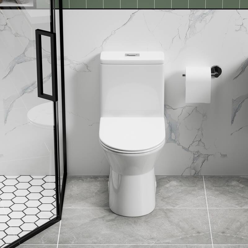 1.1/1.6 GPF Tornado Flush One-Piece Toilet with Comfort Chair Seat ADA Height 17",Powerful & Quiet Dual Flush Modern Toilet