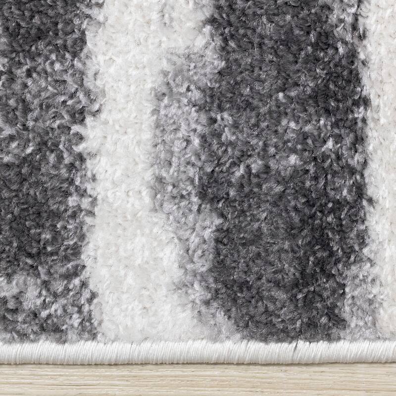 Flynn Collection - Grey Distressed Stripes Rug
