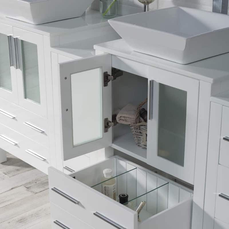 Blossom Sydney 84" Bathroom Double Sink Vanity with Cabinets & Mirrors