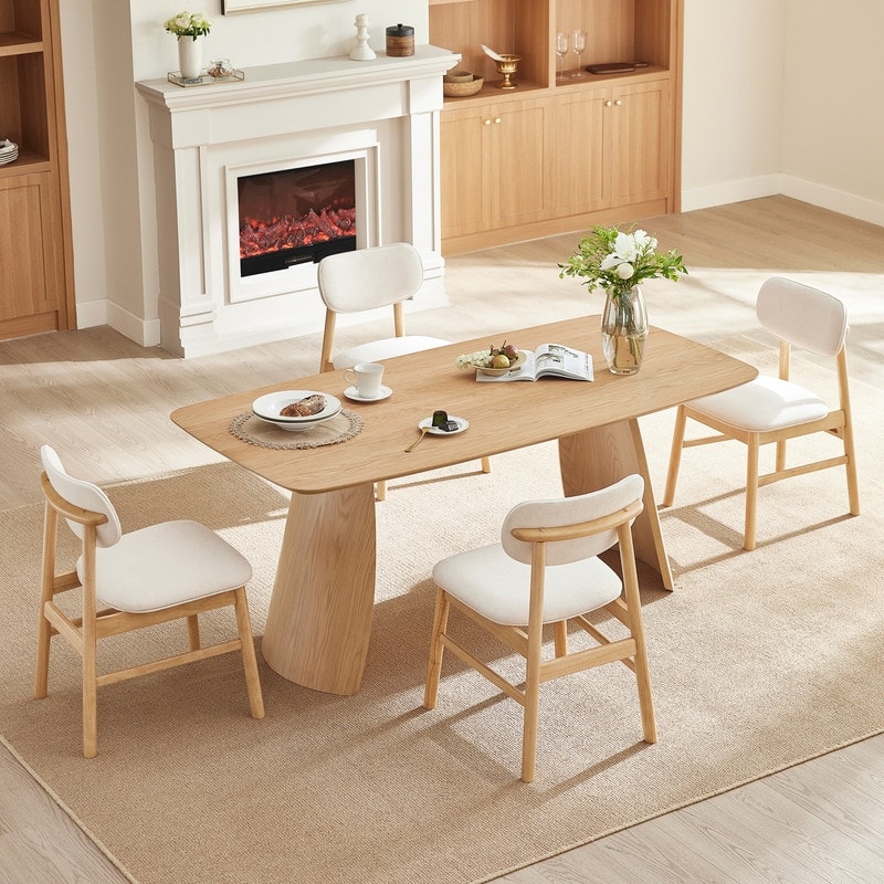 Spruce & Spring 5-Piece Modern Dining Table Set with Upholstered Chairs and Butterfly-Leg Base Table