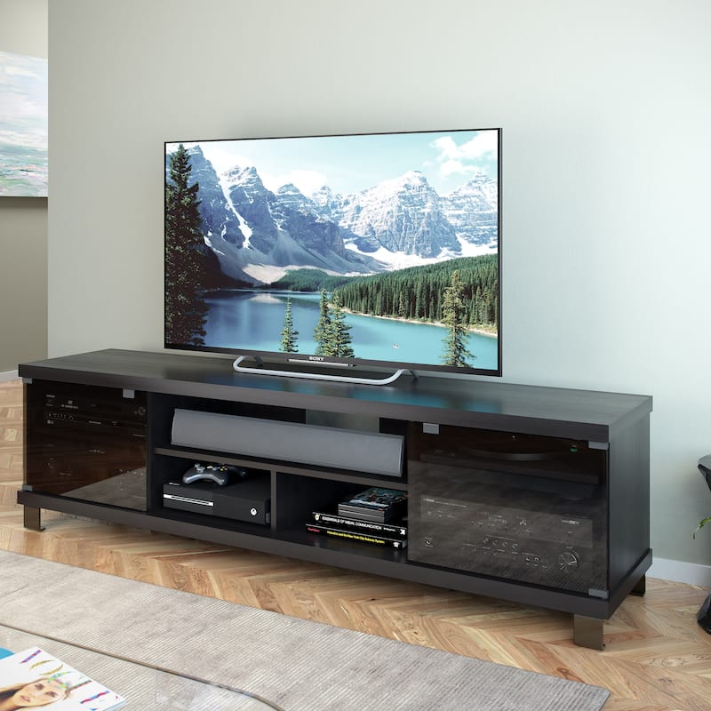 Holland TV Bench with Glass Doors, for TVs up to 85"