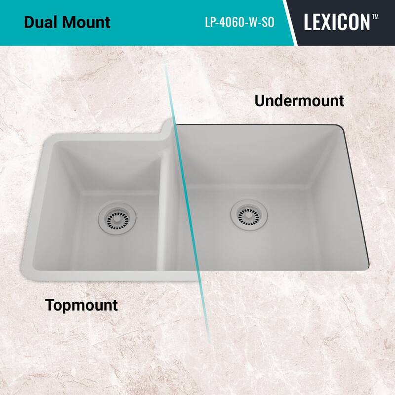32 Inch Lexicon Platinum Quartz Composite Drop-in Undermount Galaxy White - 19" W x 32" L x 9.75" H