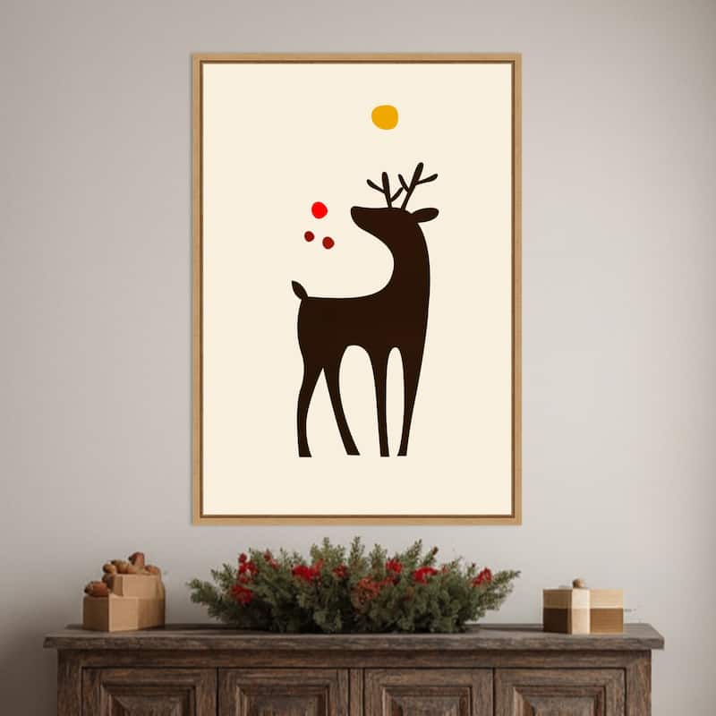 Rudolph Searching for His Nose by Eins Kubistika (23 x 33 in.), Framed Canvas Wall Art Print - Sylvie Natural