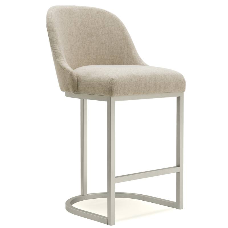 Leick Home Upholstered Barrelback Counter Stool with Metal Base