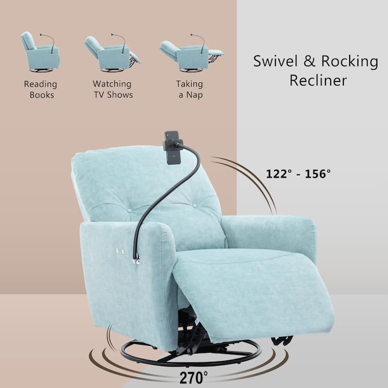 Electric 270 Degree Swivel Glider Recliners, Upholstered Polyester ...