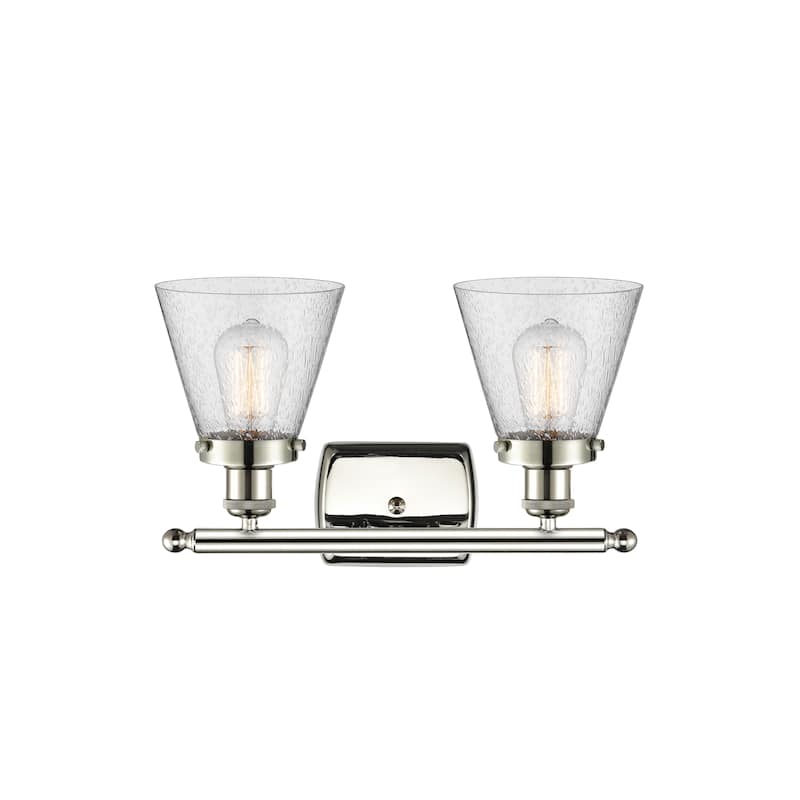 Innovations Lighting Ballston Urban Cone - 2 Light 16" Bath Vanity Light - Polished Nickel/Seedy