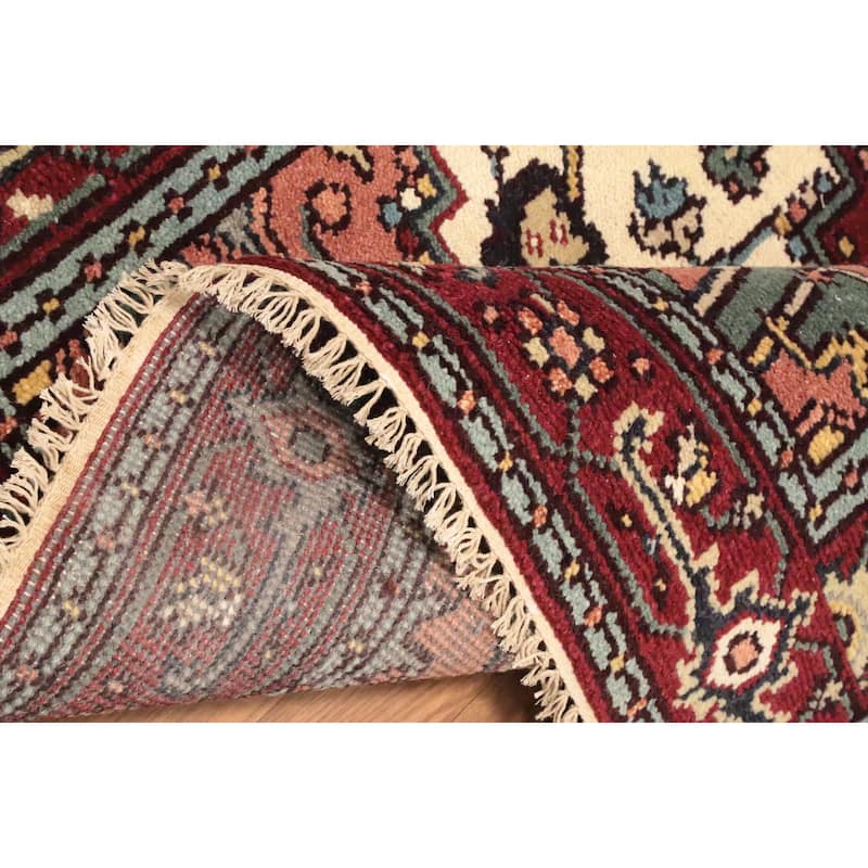 Hand Knotted Oriental 100% Wool Carpet Traditional Medallion Beige & Ivories Heriz (serapi) Area Rug - 5' 9'' X 4' 0''