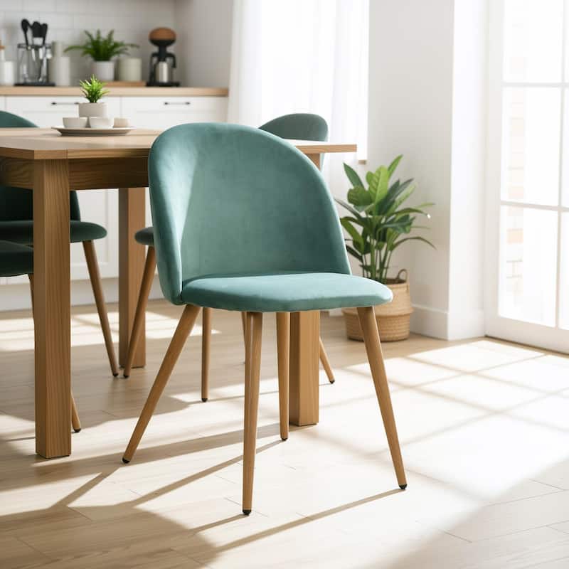 HomyLin Modern Upholstered Fabric Dining Chair Mid Back Armless - Single - Aqua