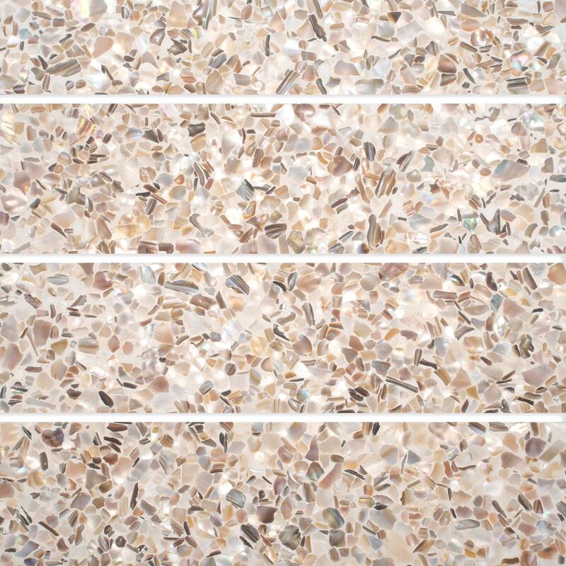 Amalfi 3x12 in. Glossy Shell, Terrazzo Elongated Subway Wall and Floor Tile (5 sq ft/case, 20-Pack)