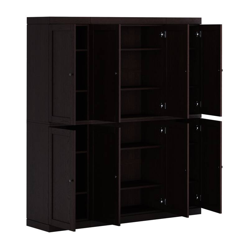 Palace Imports Premium 100% Solid European Oak Hardwood Modular Dining Room Cabinet with Shaker Doors - 64" Wide, 71.5" Tall