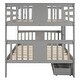 preview thumbnail 29 of 32, Elegant Full over Full Bunk Bed Wooden Kids Bed with Two Storage Drawers,Ladder,Guardrails for Bedroom