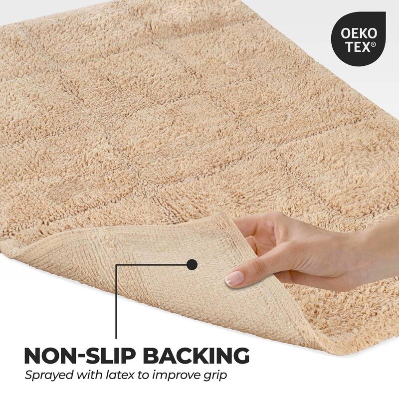 Superior Cotton Checkered 2-piece Non-skid Bath Rug Set