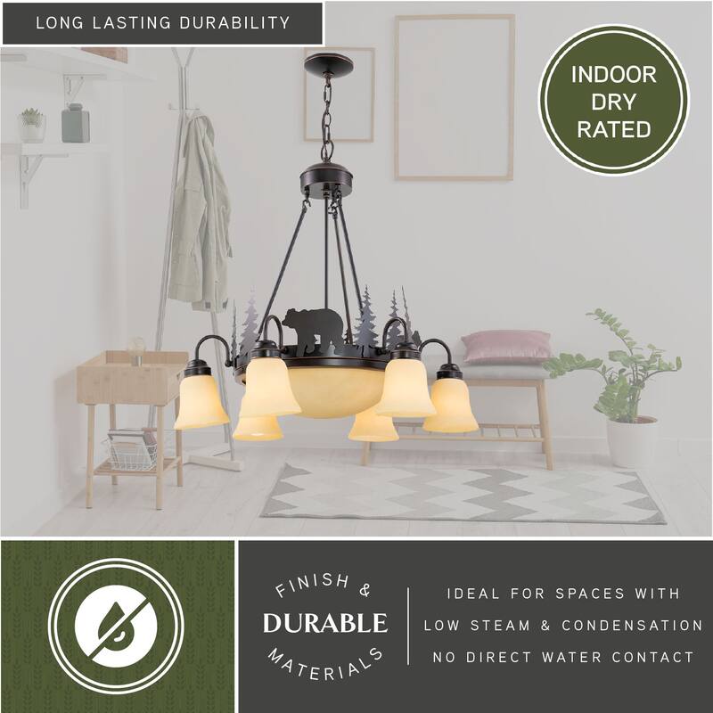 Bozeman 9 Light Bronze Rustic Bear Chandelier - 28.5-in W x 27-in H x 28.5-in D