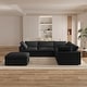 preview thumbnail 44 of 66, Large Down Filled Corner Sectional Sofa Couch with Ottoman for Living Room Set Linen Cloud Sectional Couches