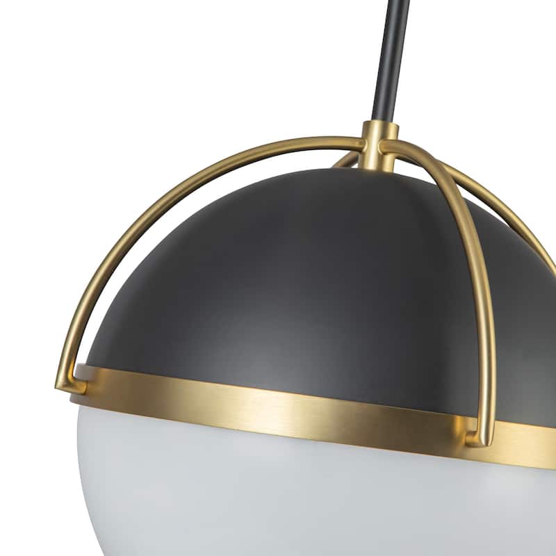 Artcraft Dahlia 1-Light Pendant 15.4" - Semi-Matte Black with Brushed Brass Accent