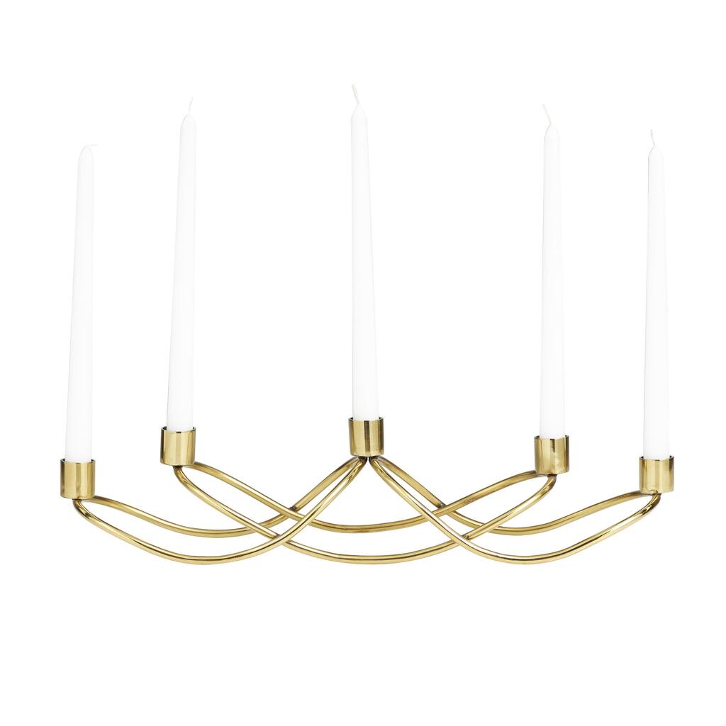 Stainless Steel Metal 5 Candle Candelabra - Gold - Roche River Decor