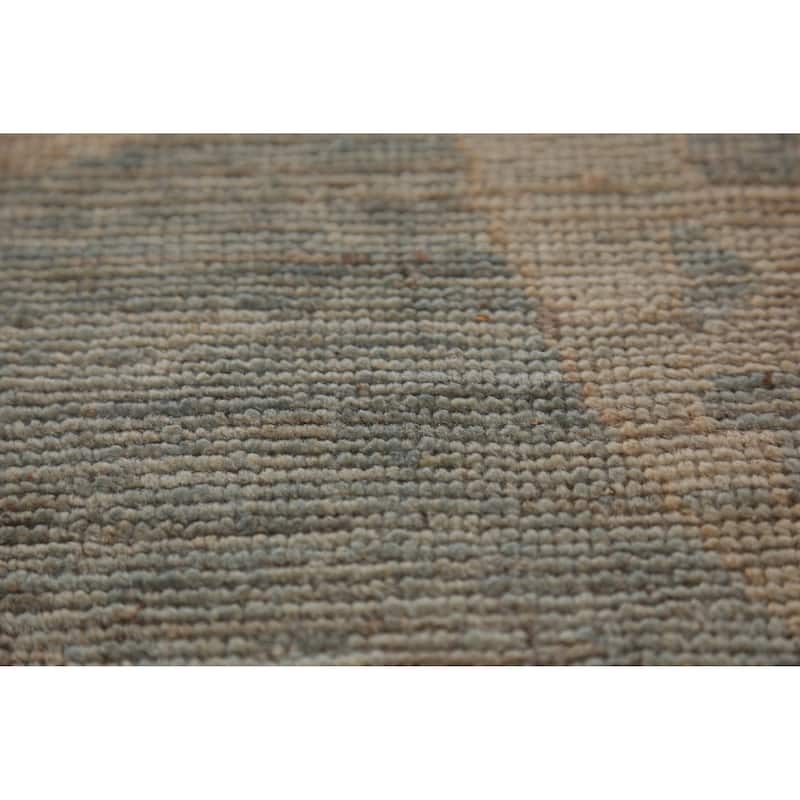 Hand Knotted Oriental 100% Wool Carpet Transitional All-Over Navy Blue & Blues Oushak Area Rug - 18' 6'' X 12' 4''