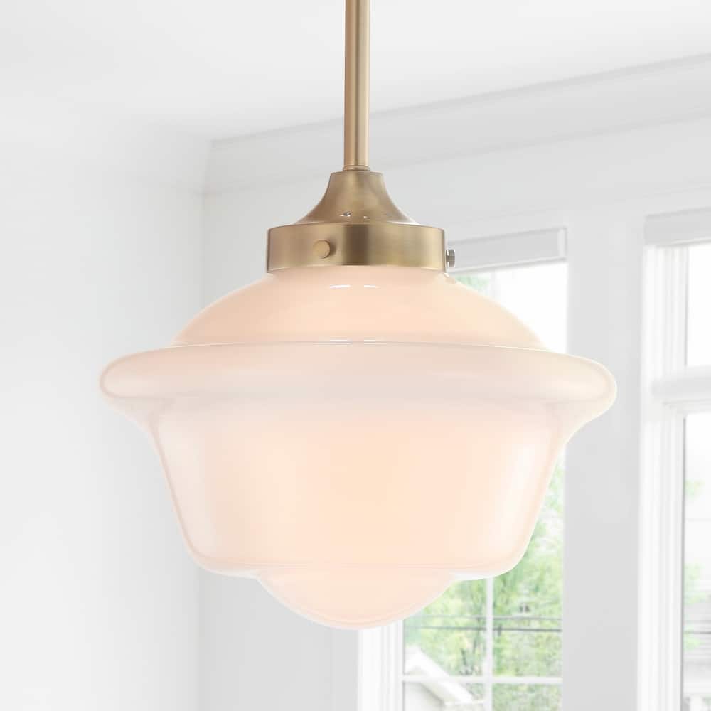 Cleo Adjustable Drop Metal/Glass LED Pendant, by JONATHAN Y