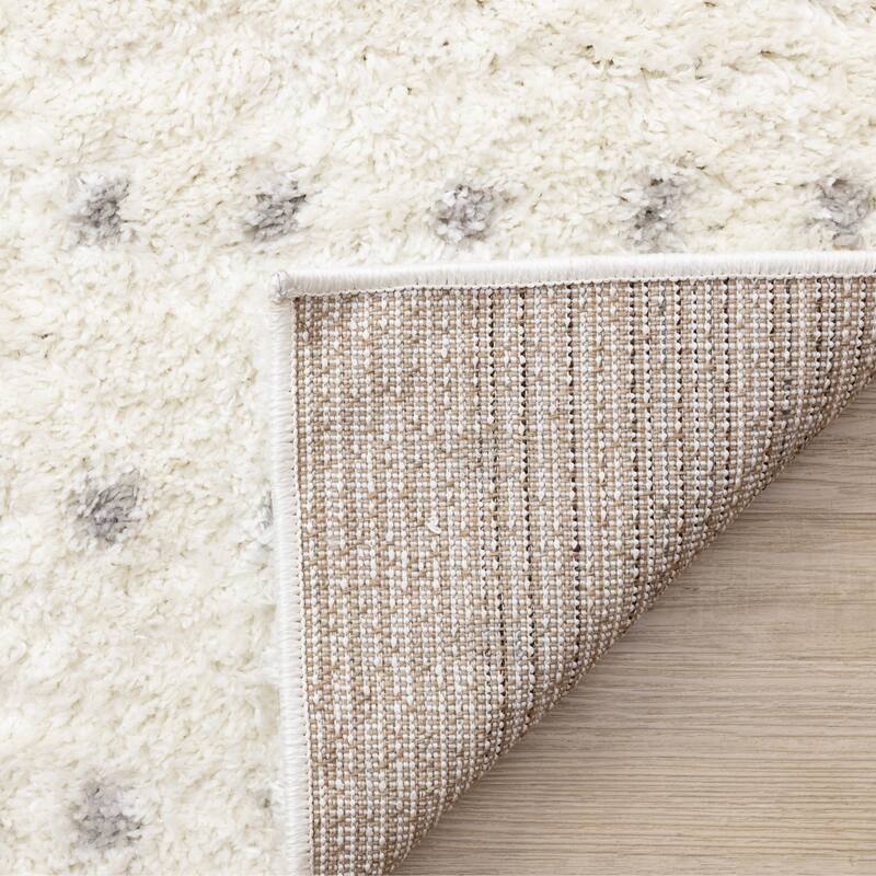 Taylor Collection - Cream Grey Soft Dots Indoor Shag Area Rug