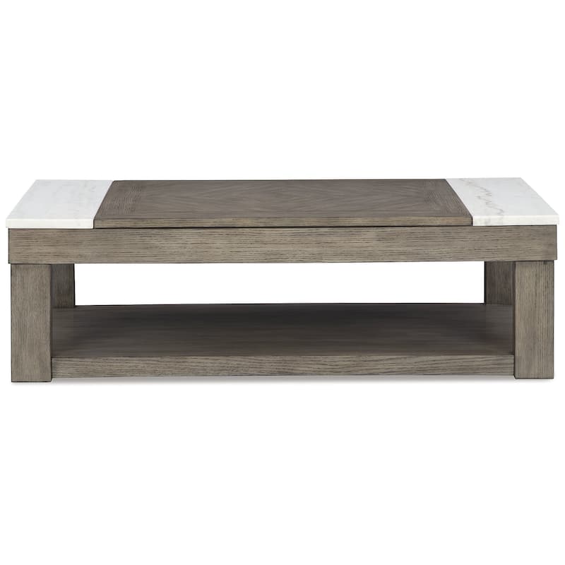 Signature Design by Ashley Loyaska Grayish Brown/White Lift-Top Coffee Table - 56.13" W x 28.25" D x 18.13" H