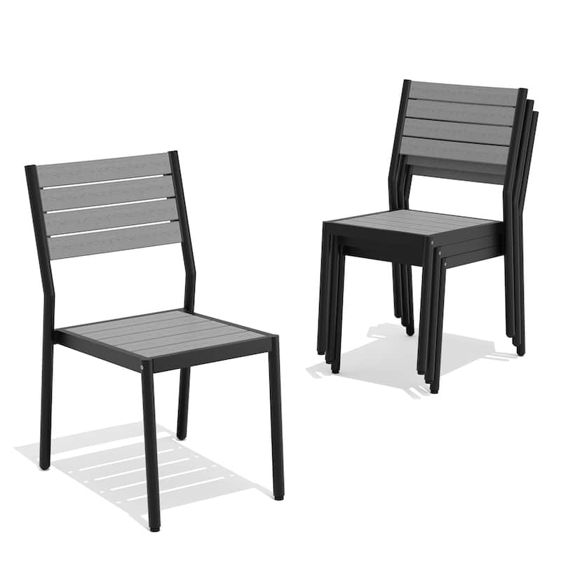 Pellebant Outdoor Patio Aluminum Stackable Dining Chairs - 19.4in D x 15.7in W x 33.9in H