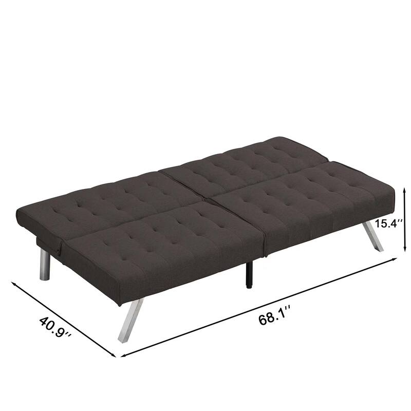 Modern Sofa Bed with Wooden Frame and Stainless Steel Legs, Adjustable Backrest for Home Lounge Area and Office