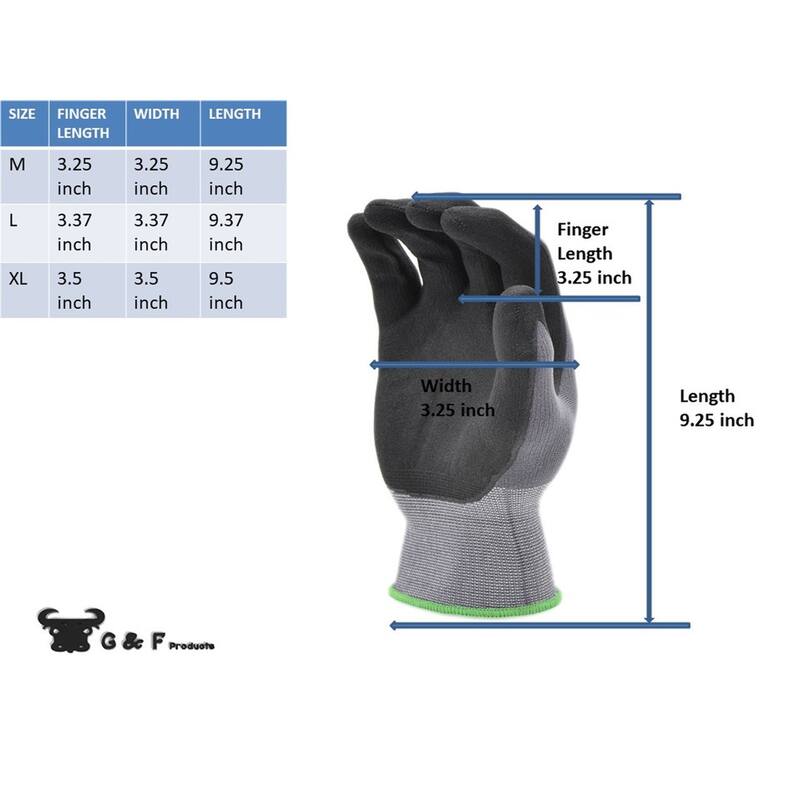 G & F Products Endurance Pro Seamless Knit Nylon Gloves with Microfoam