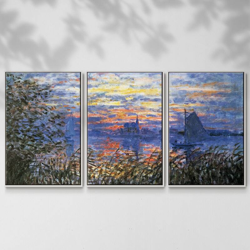 Sunset on the Seine by Monet - Multi Piece Framed Canvas