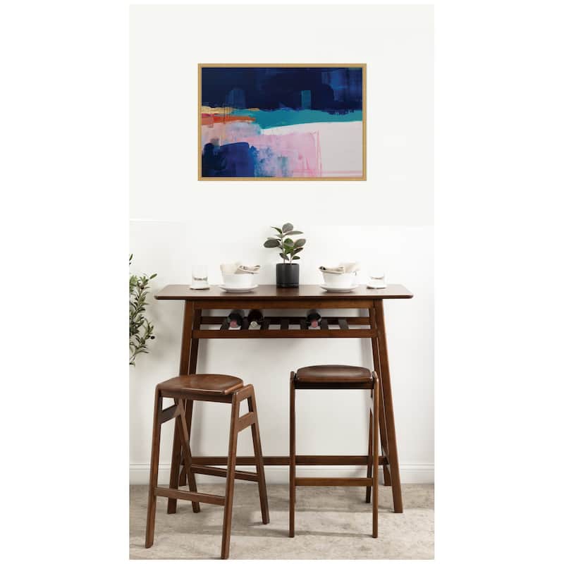 Kate and Laurel Blue Current No. 1 by Amy Lighthall Framed Canvas Wall Art Print
