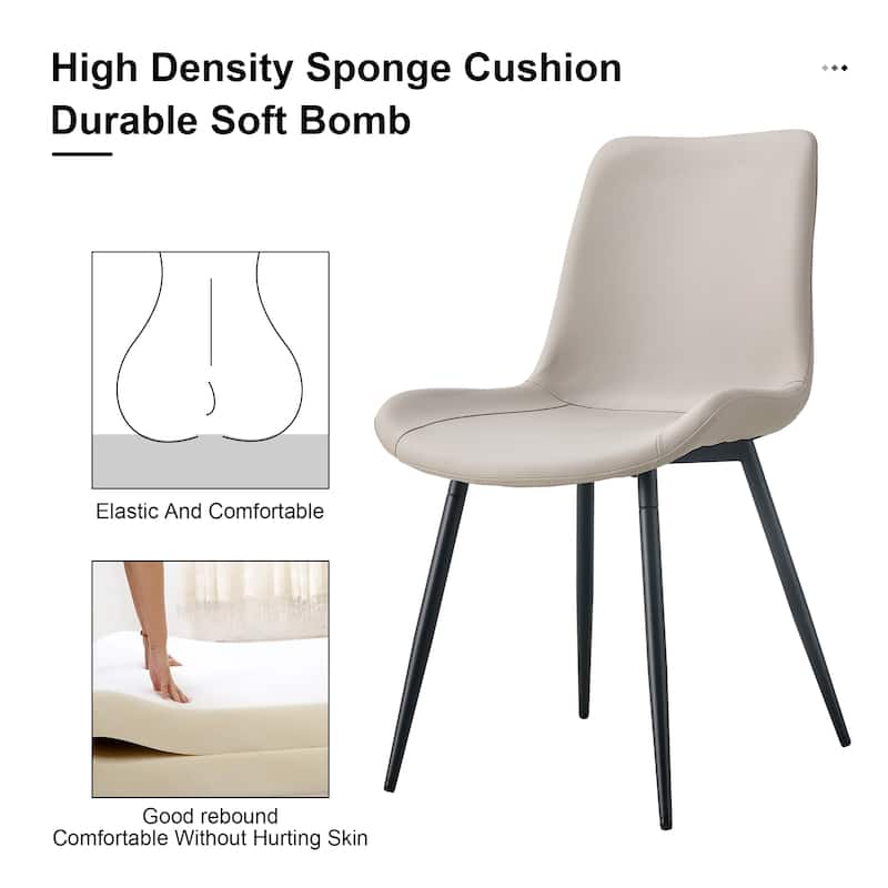Set of 4 Artificial Leather Backrest Cushion Dining Chair Curved Widened Cushion Design for More Comfort
